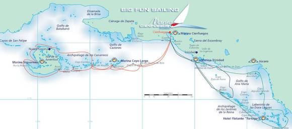 Cuba: sailing map